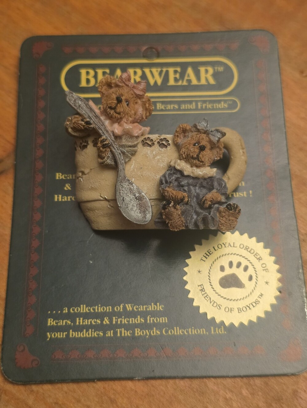 Boyds Bears & Friends Bearwear 2 Girl Bears w/Teacup 1995 #02000-72 New on Card